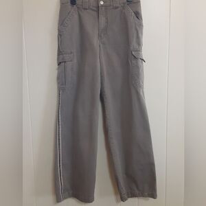 Jordache cargo pants Womens sz 11/12 olive Y2K high rise wide leg 100% cotton